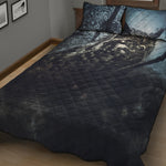 Owl At Night Print Quilt Bed Set