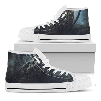 Owl At Night Print White High Top Shoes