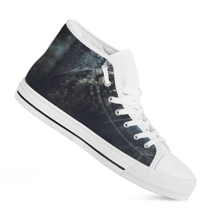 Owl At Night Print White High Top Shoes