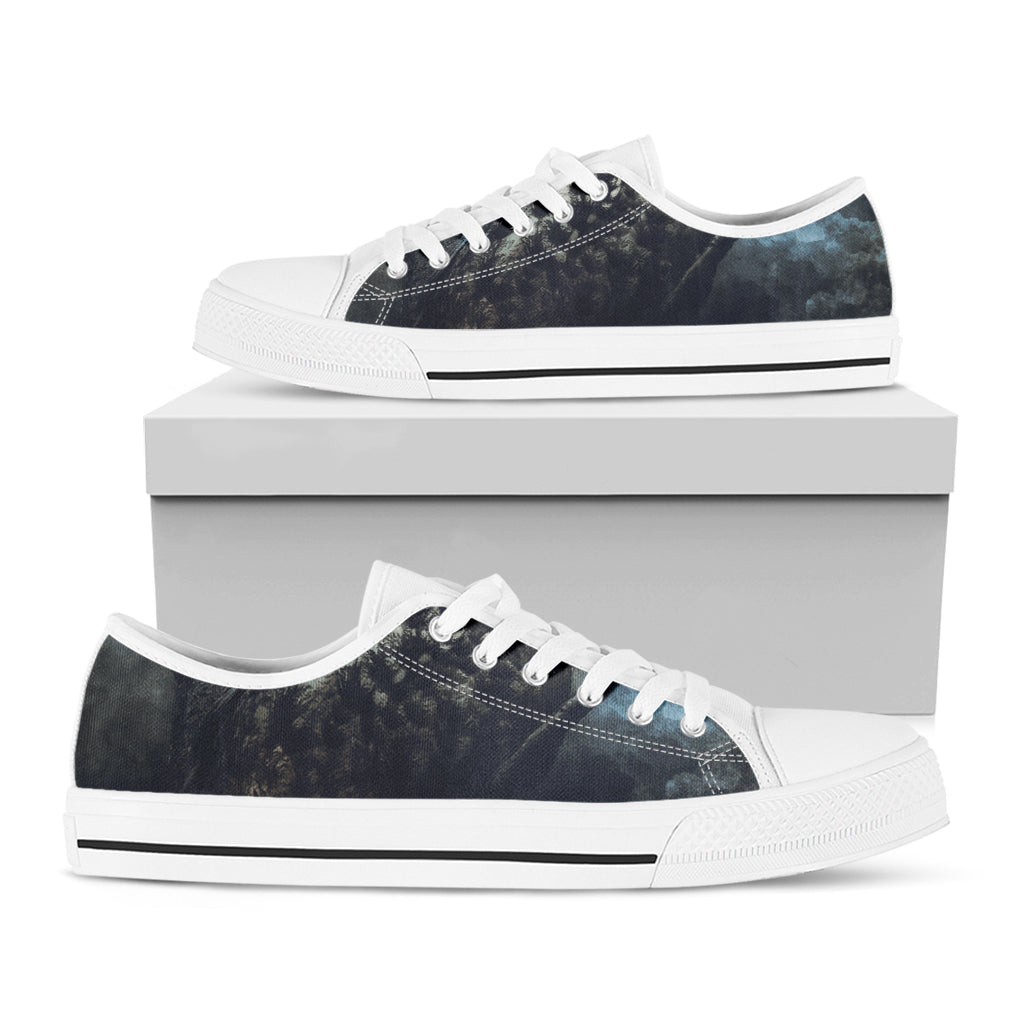 Owl At Night Print White Low Top Shoes