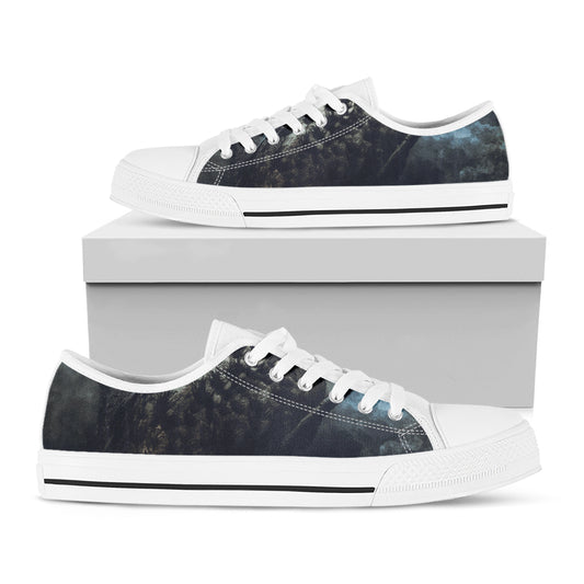 Owl At Night Print White Low Top Shoes