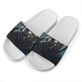 Owl At Night Print White Slide Sandals