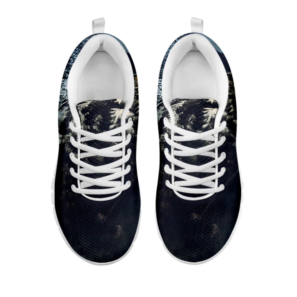 Owl At Night Print White Sneakers