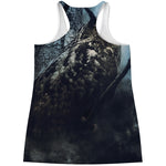 Owl At Night Print Women's Racerback Tank Top