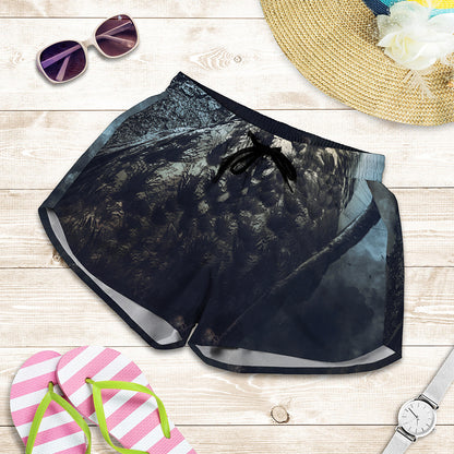 Owl At Night Print Women's Shorts