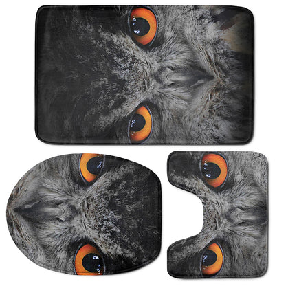 Owl Eyes Print 3 Piece Bath Mat Set