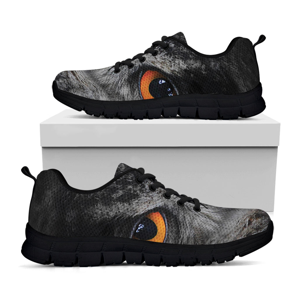 Owl Eyes Print Black Sneakers