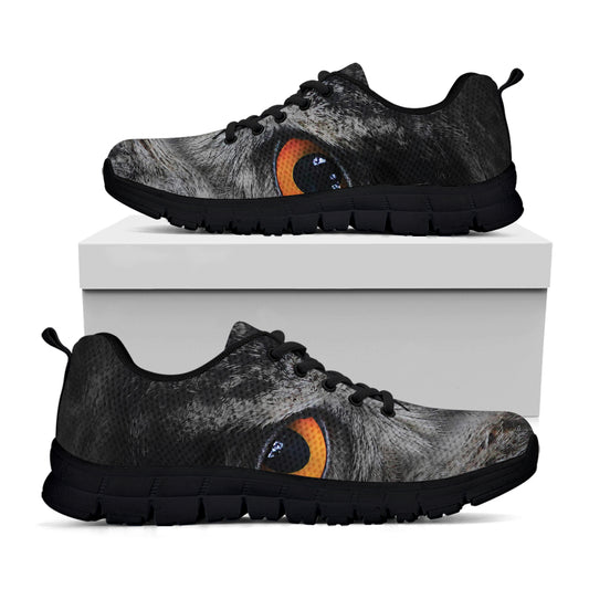 Owl Eyes Print Black Sneakers