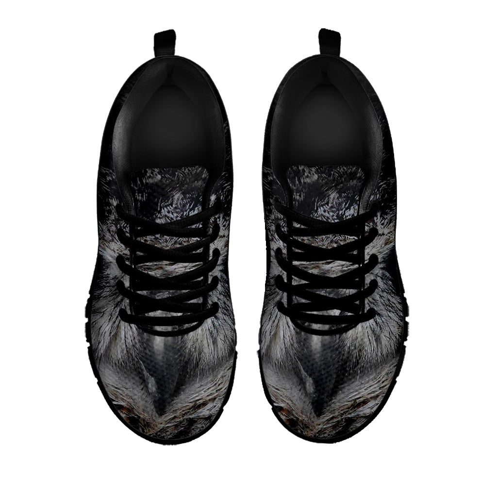 Owl Eyes Print Black Sneakers