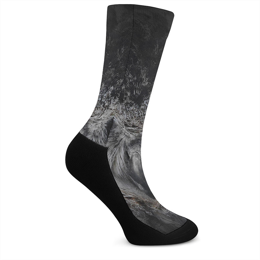 Owl Eyes Print Crew Socks