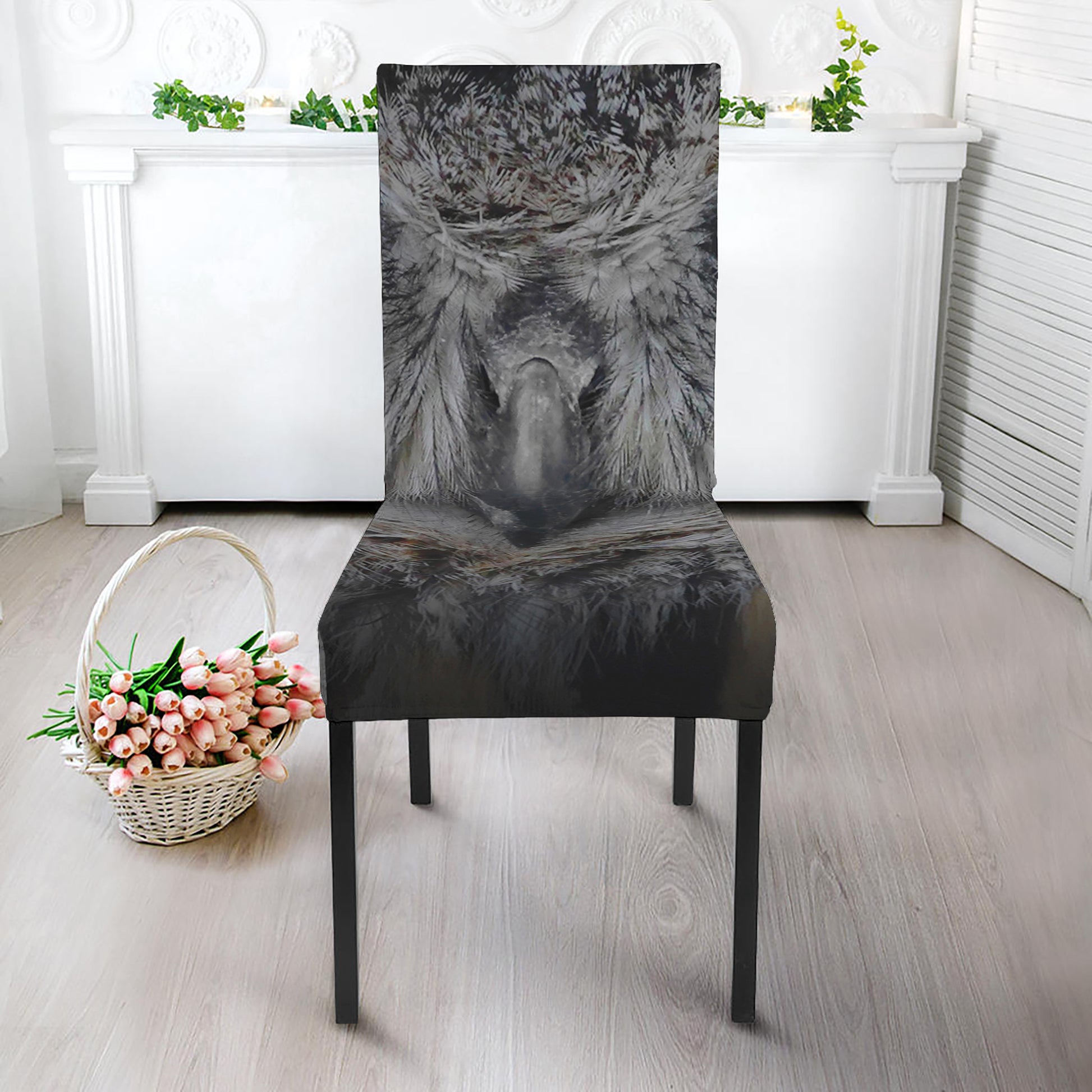 Owl Eyes Print Dining Chair Slipcover