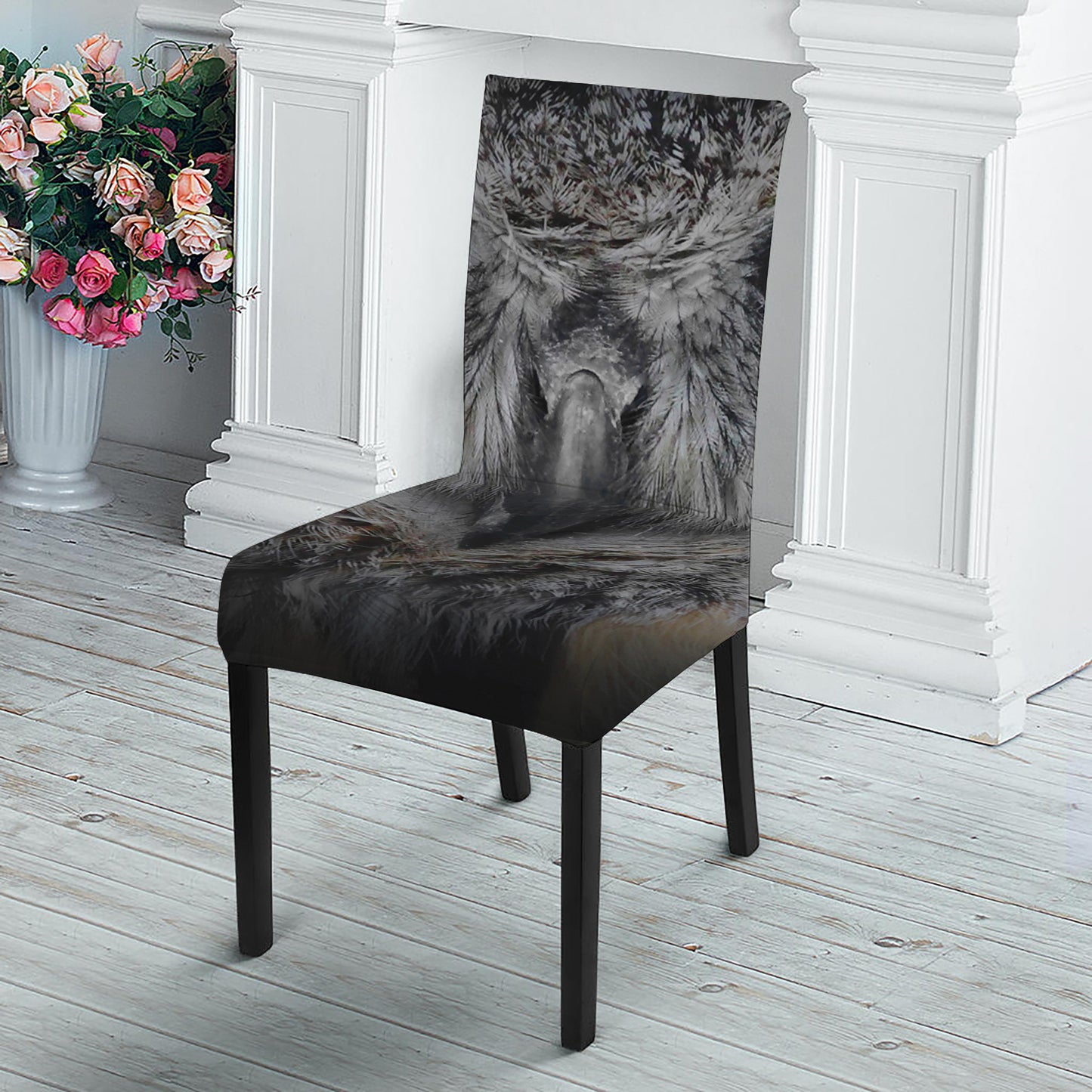Owl Eyes Print Dining Chair Slipcover