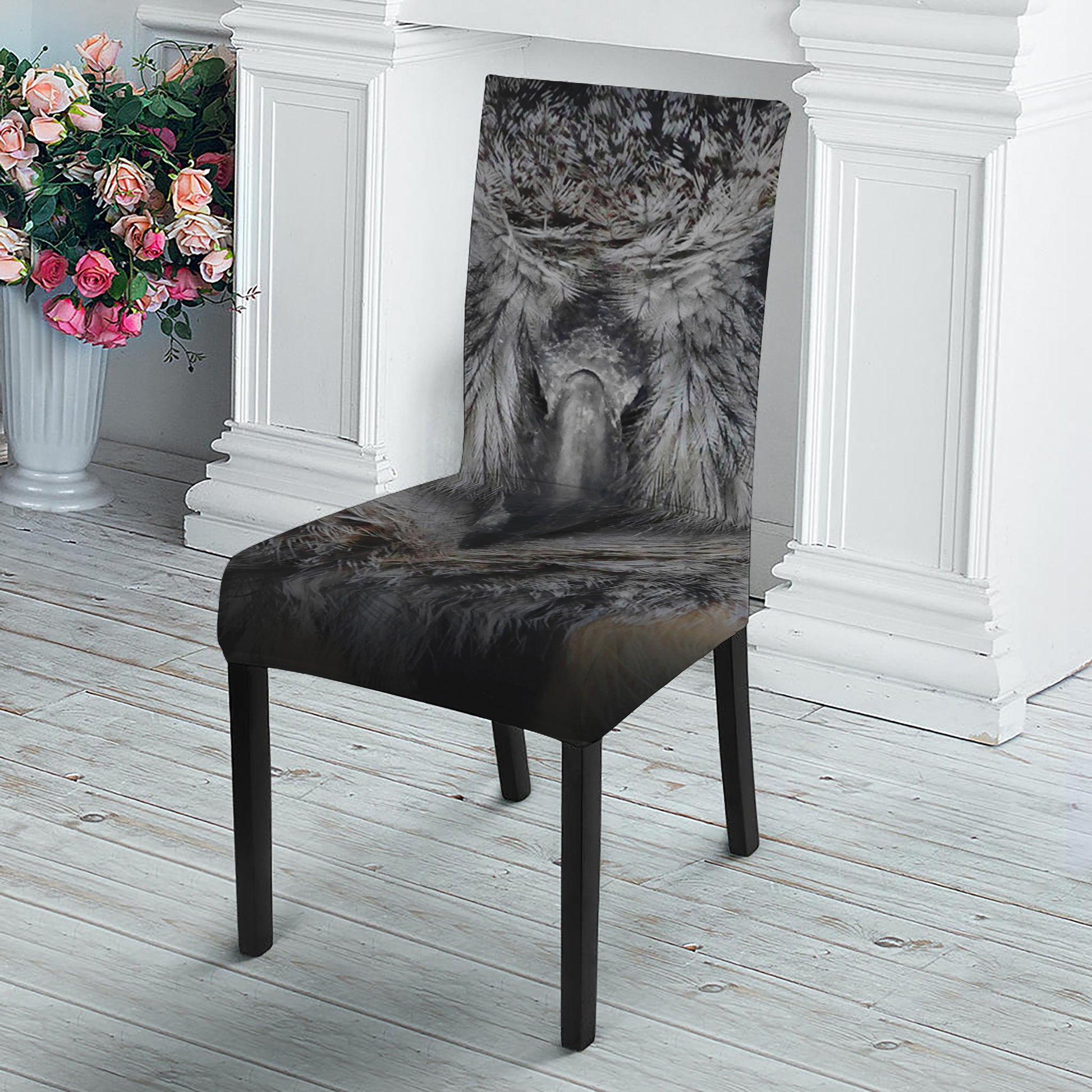 Owl Eyes Print Dining Chair Slipcover