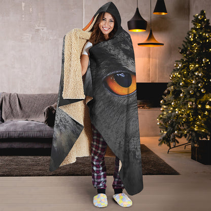 Owl Eyes Print Hooded Blanket