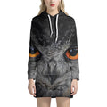 Owl Eyes Print Pullover Hoodie Dress