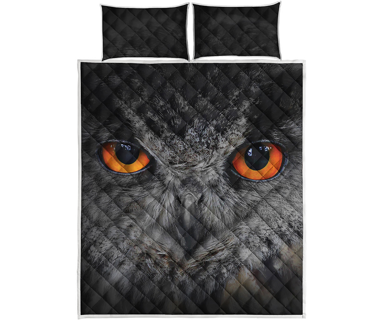 Owl Eyes Print Quilt Bed Set