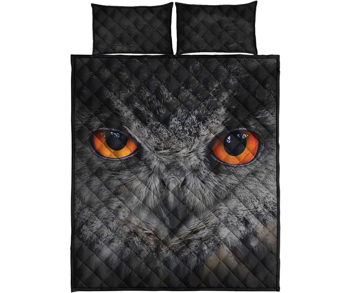 Owl Eyes Print Quilt Bed Set