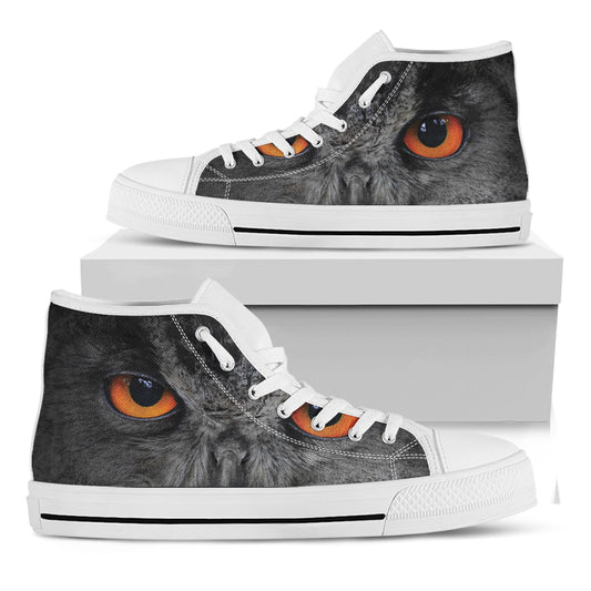 Owl Eyes Print White High Top Shoes