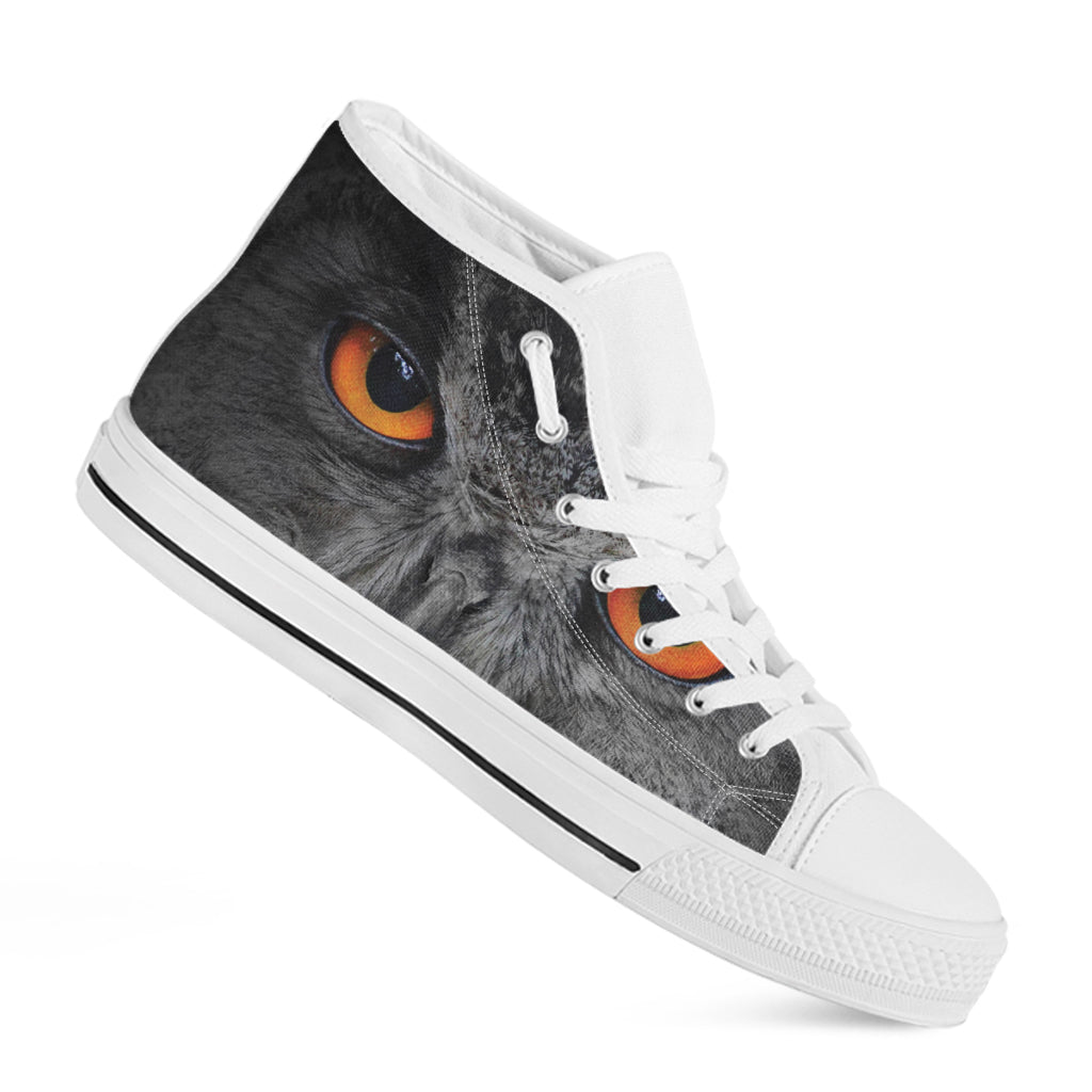 Owl Eyes Print White High Top Shoes