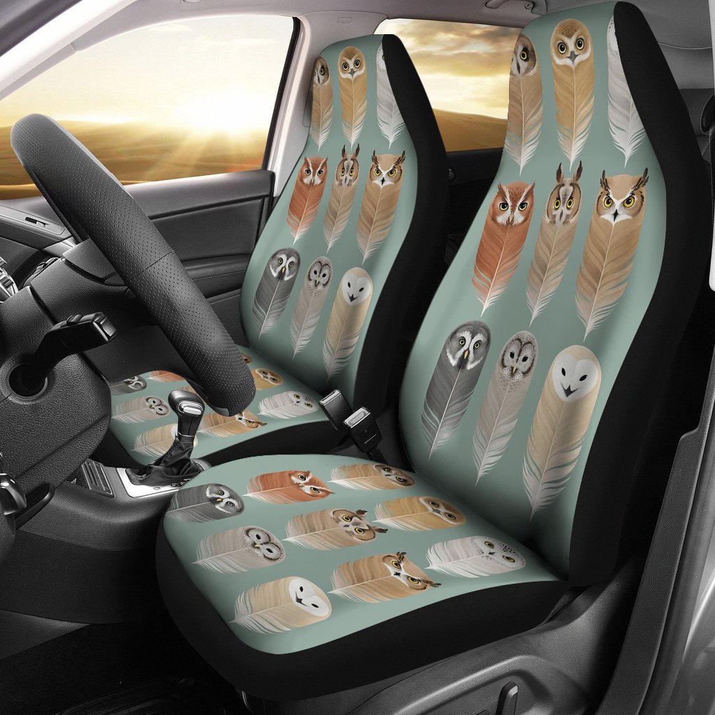 Owl Feather Faces Universal Fit Car Seat Covers GearFrost