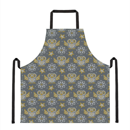 Owl Knitted Pattern Print Apron