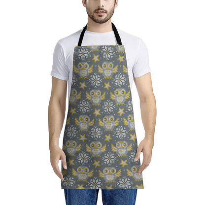 Owl Knitted Pattern Print Apron
