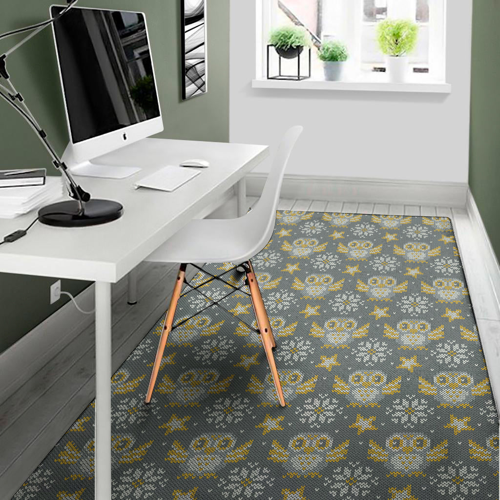 Owl Knitted Pattern Print Area Rug