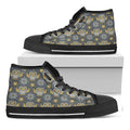 Owl Knitted Pattern Print Black High Top Sneakers