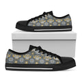 Owl Knitted Pattern Print Black Low Top Sneakers