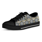 Owl Knitted Pattern Print Black Low Top Shoes