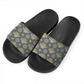 Owl Knitted Pattern Print Black Slide Sandals
