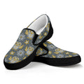 Owl Knitted Pattern Print Black Slip On Sneakers