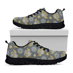 Owl Knitted Pattern Print Black Sneakers