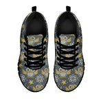 Owl Knitted Pattern Print Black Sneakers