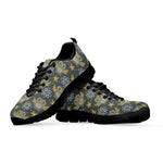 Owl Knitted Pattern Print Black Sneakers