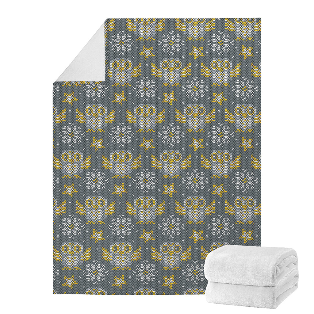 Owl Knitted Pattern Print Blanket