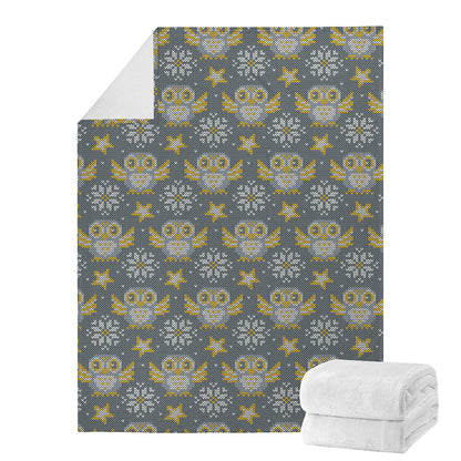 Owl Knitted Pattern Print Blanket