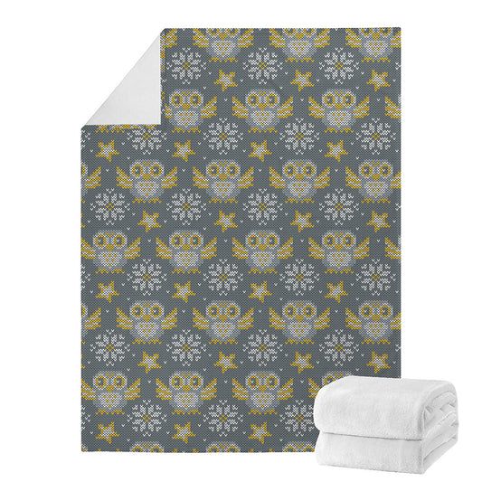 Owl Knitted Pattern Print Blanket