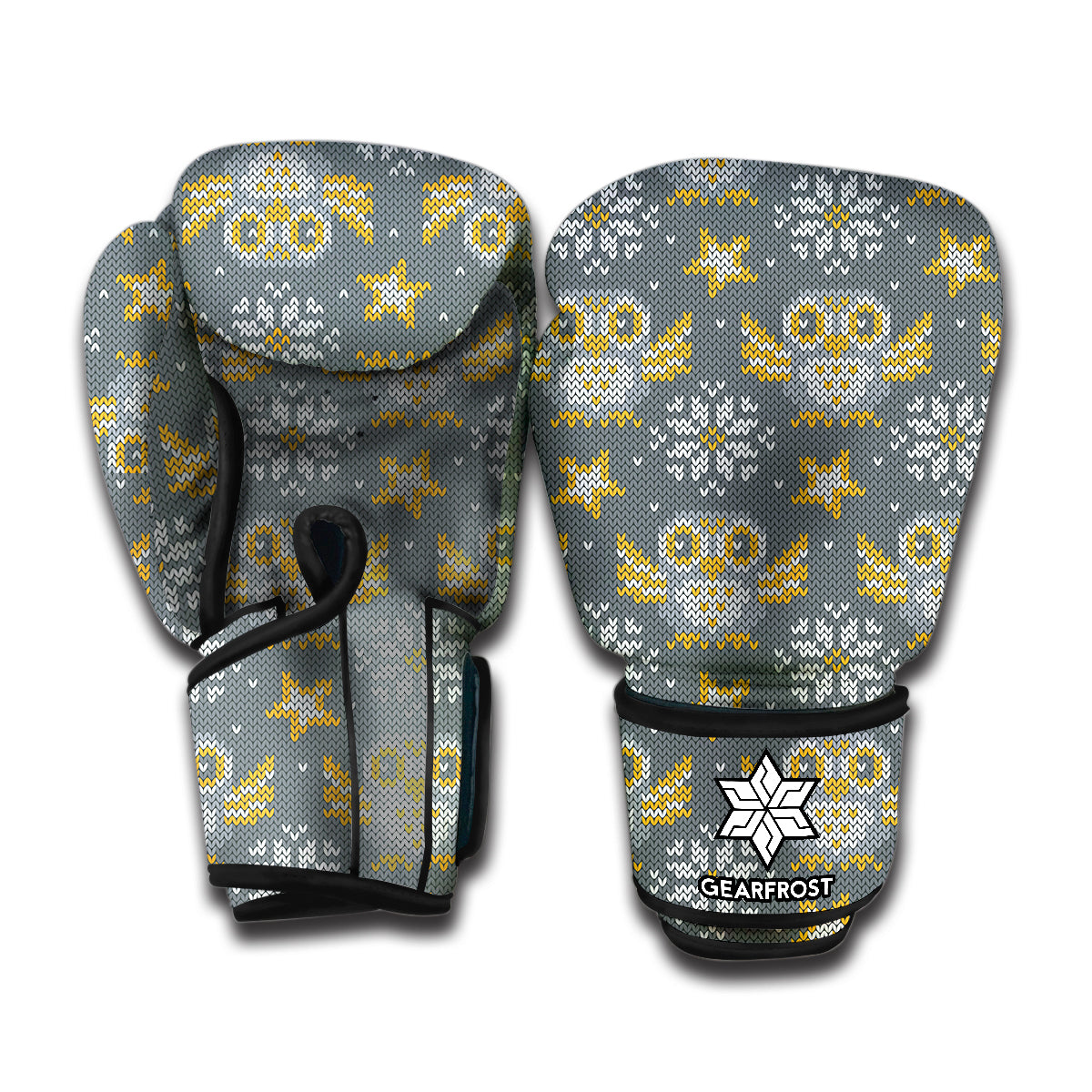 Owl Knitted Pattern Print Boxing Gloves
