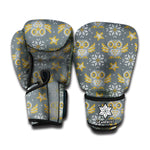 Owl Knitted Pattern Print Boxing Gloves