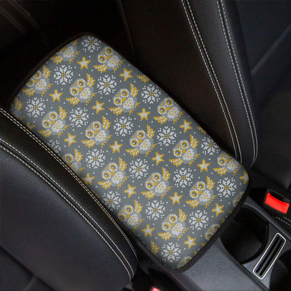 Owl Knitted Pattern Print Car Center Console Cover