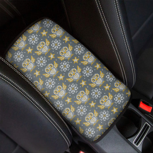Owl Knitted Pattern Print Car Center Console Cover