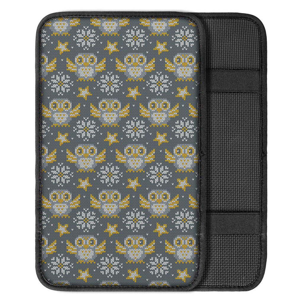 Owl Knitted Pattern Print Car Center Console Cover
