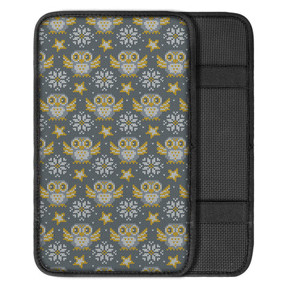 Owl Knitted Pattern Print Car Center Console Cover