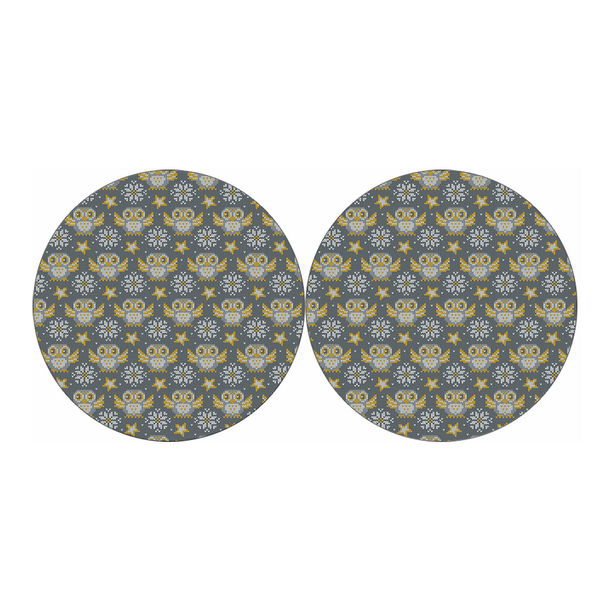 Owl Knitted Pattern Print Car Coasters
