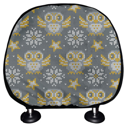 Owl Knitted Pattern Print Car Headrest Covers
