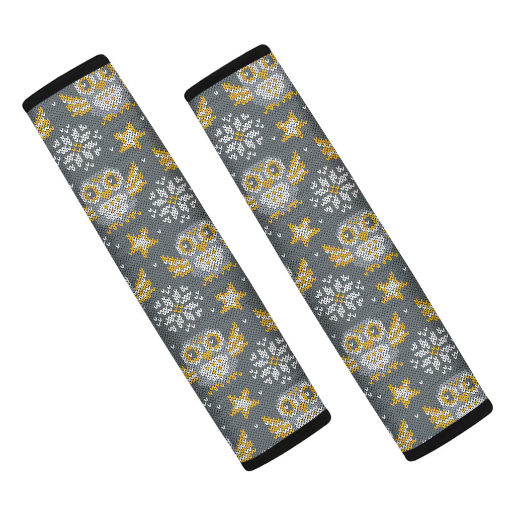Owl Knitted Pattern Print Car Seat Belt Covers