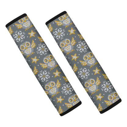 Owl Knitted Pattern Print Car Seat Belt Covers