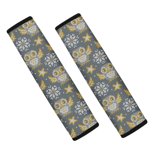 Owl Knitted Pattern Print Car Seat Belt Covers