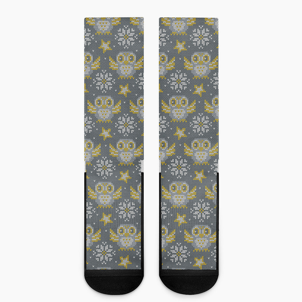 Owl Knitted Pattern Print Crew Socks